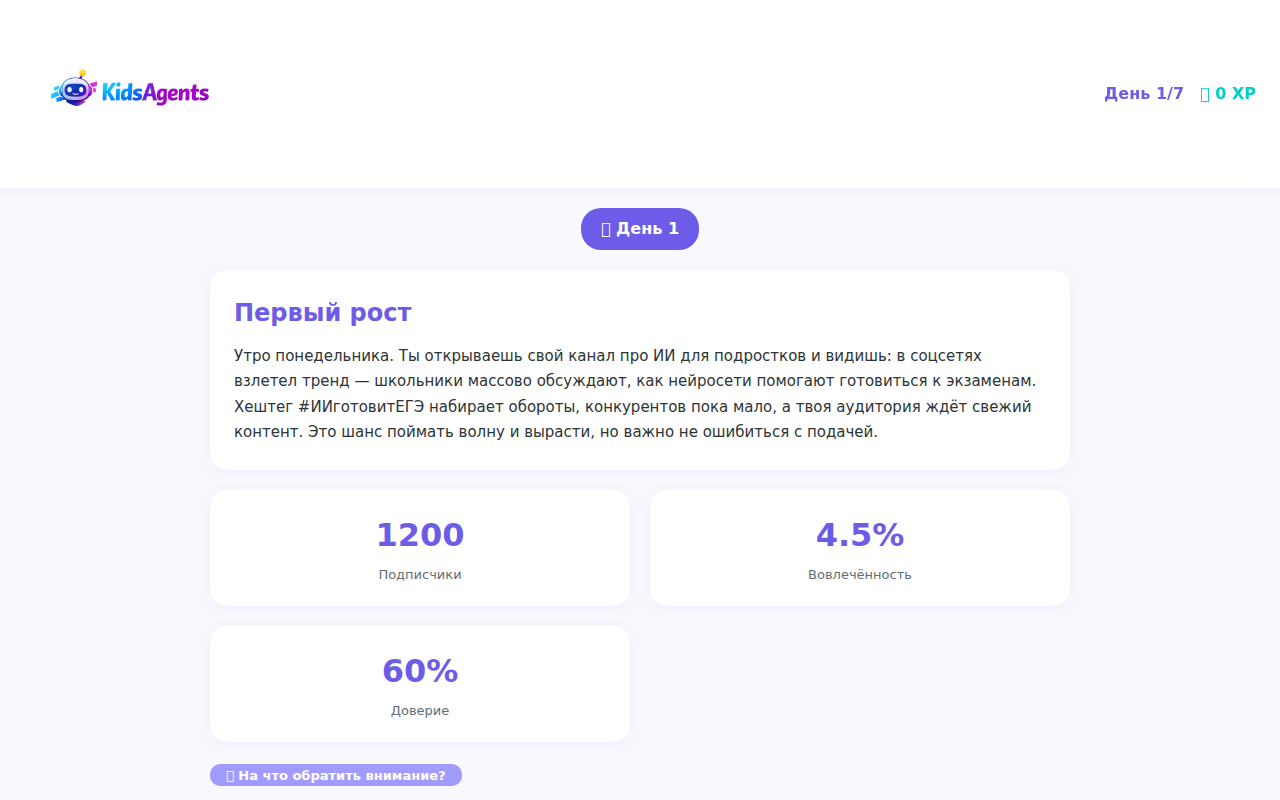 Сценарий дня — описание ситуации и метрики канала